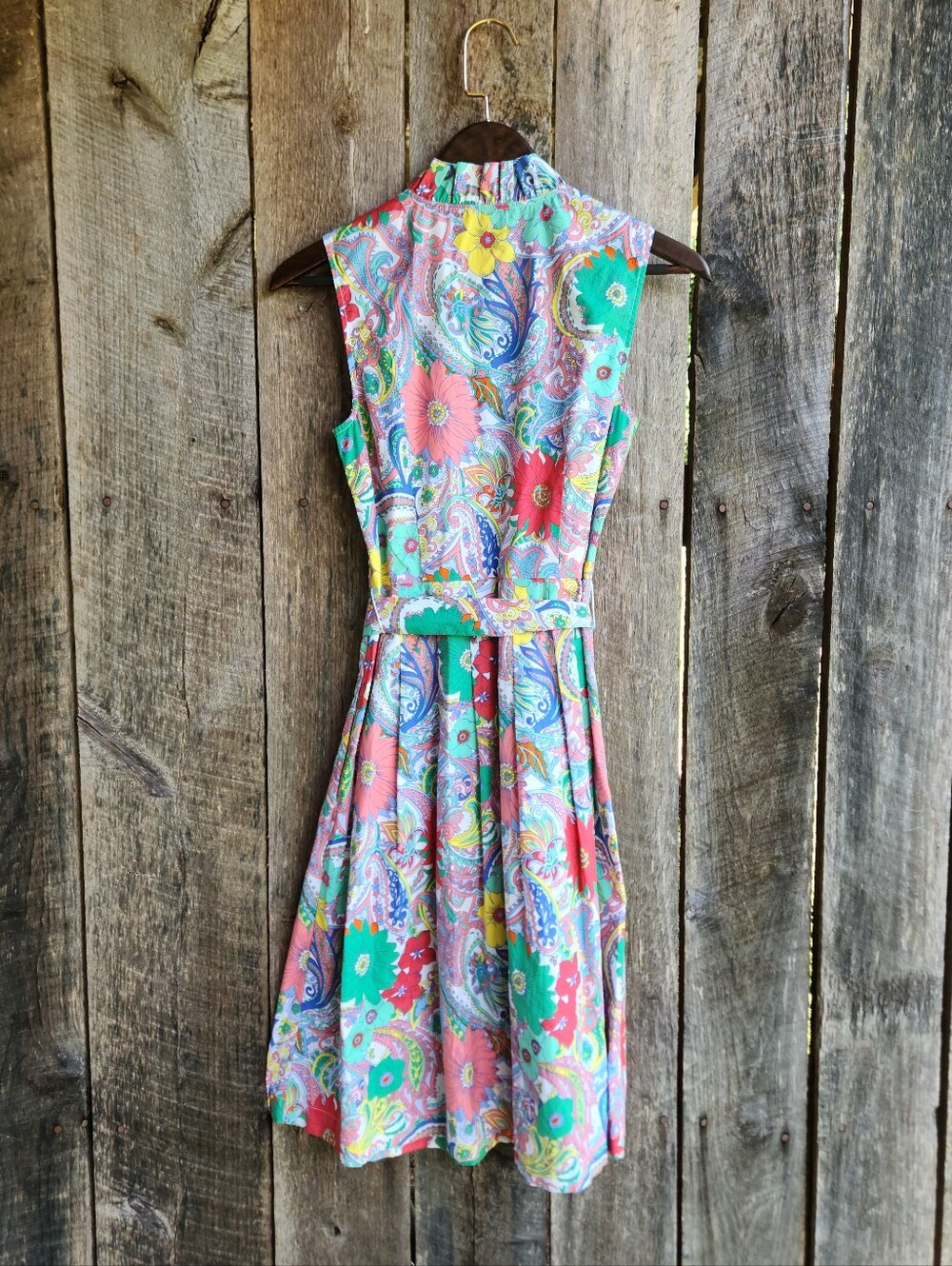 Talbots Cotton Shirtdress Women's 2 Sleeveless Buttondown Floral - Picture 5 of 6